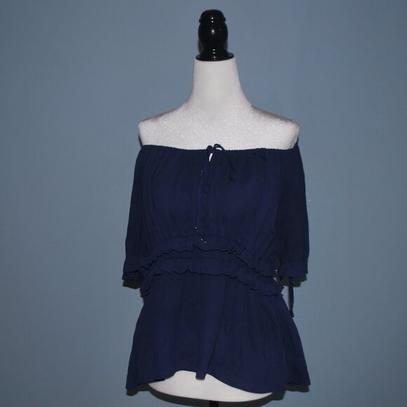 Navy Blue/Purple Versatile Blouse - Picture 2 of 4